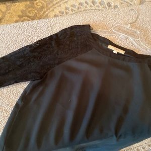 Loft large hunter green baseball blouse